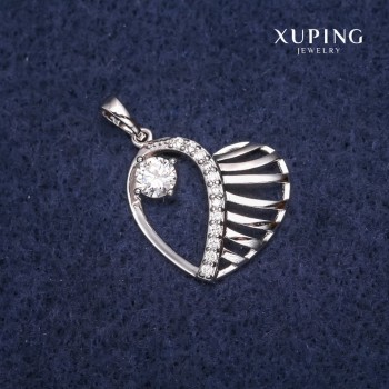 Pendant Xuping Heart 19x22x26 mm Rhodium with White Crystals