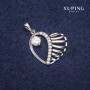 Pendant Xuping Heart 19x22x26 mm Rhodium with White Crystals