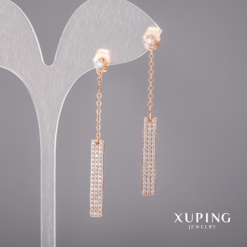 Xuping Earrings with White Stones 4x53 mm 18K gold plating