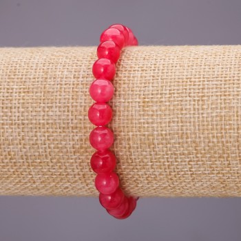 Elastic bracelet with synthetic tourmaline, smooth beads, 8 mm diameter, 18 cm length