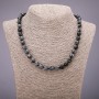 Snowy Obsidian Apache Tears Necklace, smooth beads, 8 mm diameter, 48 cm length
