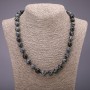 Necklace of natural Snowy Obsidian 'Apache Tears', smooth bead, diameter 10(±)mm, length 50 cm