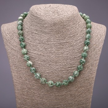 Moss Agate Natural Stone Necklace (man-made) Smooth Bead, 10 mm diameter, 48 cm length