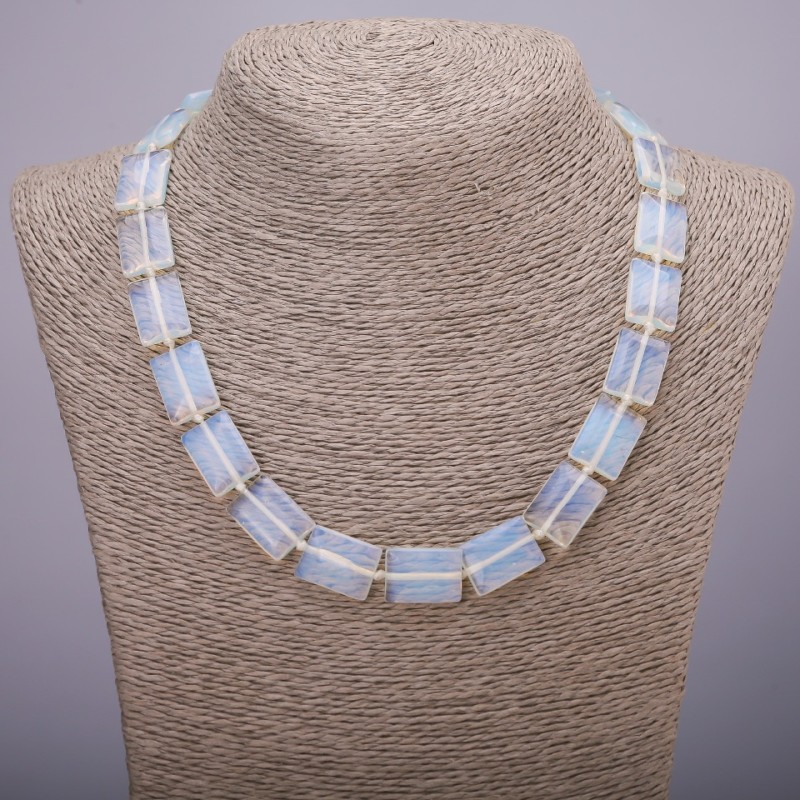 Rectangle Moonstone Necklace, 13×18 mm, length 45 cm