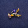 Brooch 'Hummingbird' enamel with crystals, gold-tone metal 25x35mm