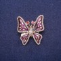 Butterfly Brooch with Enamel and Crystals, Gold-Tone Metal 32x35 mm