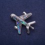 Airplane Brooch with Chalcedony, Silver Metal 38×44 mm