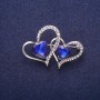 Crystal Heart Brooch, silver-tone metal 30x43mm