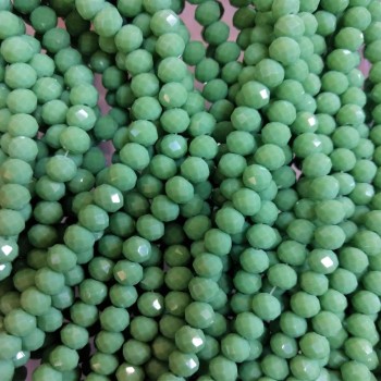 Matte Czech Crystal Beads on Thread, 6 mm Diameter "Green Pea"