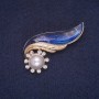 Brooch 'Elegy' with blue enamel and crystals