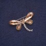 Dragonfly Brooch with Crystals, Silver-Colored Metal 24x33 mm