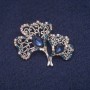 Leaf-Shaped Brooch with Crystals, Silver-Colored Metal 33x41mm