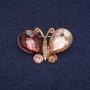 Butterfly Brooch with burgundy and champagne crystals, gold-tone metal 22x34 mm