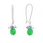 Earrings with French hook in colored small beads (crackle) and apple-green cat's-eye beads, 55 mm