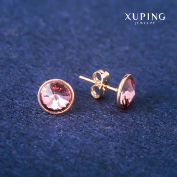 Xuping Stud Earrings with Swarovski Crystals, Lilac Color, 10 mm Diameter, 18K Gold Plating