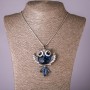 Owl pendant on a chain with blue crystal, diameter 53×63 mm, length 75 cm