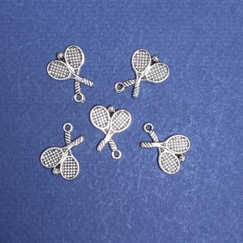 Pendant Findings Tennis Rackets, Silver Metal Color, 20mm Size, 20g +/- 18 pcs