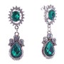 Stud Earrings with Green Crystals 16x50 mm