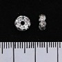 Rondelle spacer with white crystals, silver-tone metal color, 6mm, 100 pcs per pack