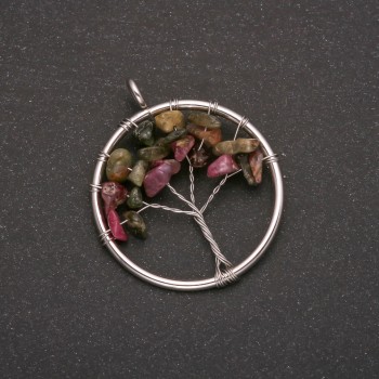 Pendant 'Tree of Happiness' Tourmaline, diameter 30mm