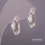 Xuping Earrings with White Stones 8x20mm Rhodium