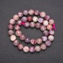 Pink Tourmaline natural stone beads — Smooth round beads, diameter about 10 mm, length 38 cm