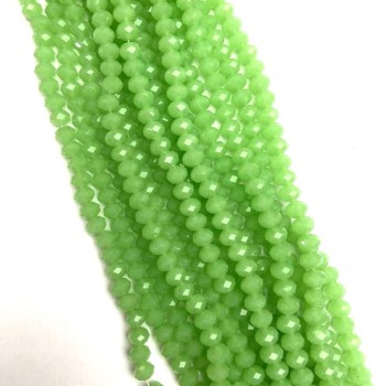 Beads Czech Crystal semi-matte lime "Rondelle", diameter 8x6mm, thread length 42cm+