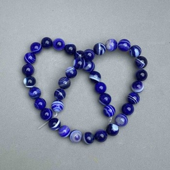Agate Beads on Thread - Smooth Round Bead, 10 mm diameter, 38 cm length