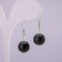 Shungite Earrings - Smooth Ball, 12 mm Diameter