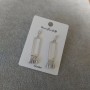 Stud earrings with white stones, 9x44 mm, 925 sterling silver