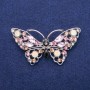 Crystal Butterfly Brooch with Crystals, 35×68 mm, Silvery Metal