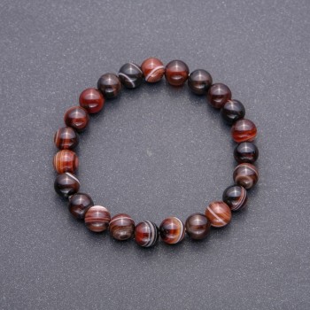 Agate bracelet with smooth beads, 8 mm diameter, on elastic
