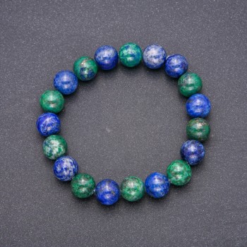 Bracelet made of natural azurite stone, smooth bead, diameter 10 mm (±), length 18 cm on elastic
