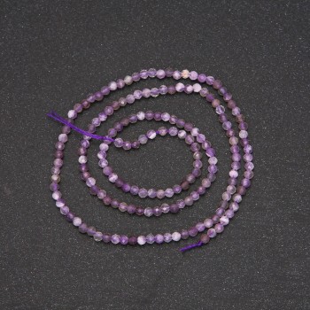 Amethyst faceted beads on thread, 2 mm diameter, 38 cm length