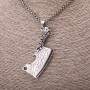 Knife Pendant 24×58 mm on chain, 65 cm length, silver-colored metal