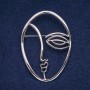 Brooch 'Face Accent' in silver-toned metal 43x60 mm