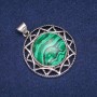 Malachite Pendant in Antique Setting 40x46 mm