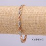 Xuping Bracelet with White and Blue Stones, 4 mm Thick, 19 cm Length, Gold Plated