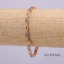 Xuping bracelet with white and blue stones, 4 mm thickness, 19 cm length, gold-plated