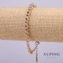 Xuping Bracelet with White Stones, 9 mm Thickness, 18–20 cm Length, Gold-Plated with Extension Chain