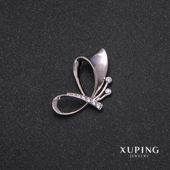 Xuping Pendant with White Stones 18x33mm Rhodium