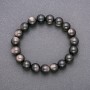 Bracelet made of natural stone Silvery Obsidian on elastic cord, smooth beads, diameter about 10 mm, length 18 cm