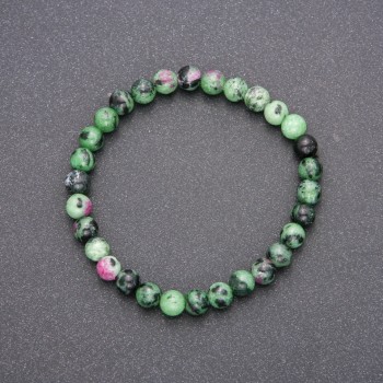 Zoisite natural stone bracelet on elastic, smooth bead, diameter 6(±)mm, circumference 18 cm