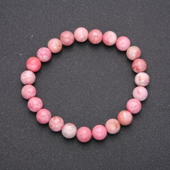 Rhodochrosite natural stone bracelet on elastic, smooth beads, diameter 10 mm (±), length 18 cm