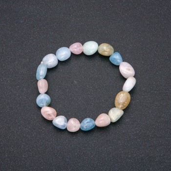 Morganite natural stone bracelet, stretch, faceted beads, 9×12 mm diameter, 18 cm circumference