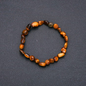 Bracelet made of natural Tiger's Eye on elastic, diameter 7x9 mm (±), circumference 18 cm