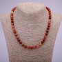 Natural Stone Necklace with Red Rutile Quartz Smooth Beads, diameter 8(±)mm, length 45 cm