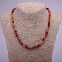 Beaded necklace of natural red rutile quartz, smooth beads, diameter 6 mm, length 45 cm