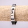 Bracelet with metal inserts, length 21 cm, thickness 10 mm, rubber, black strap