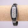 Bracelet with metal inserts, length 21 cm, thickness 20 mm, eco-leather, color black, with a clasp